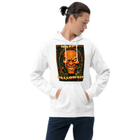 Vintage Evil Pumpkin design on unisex hoodie, front view