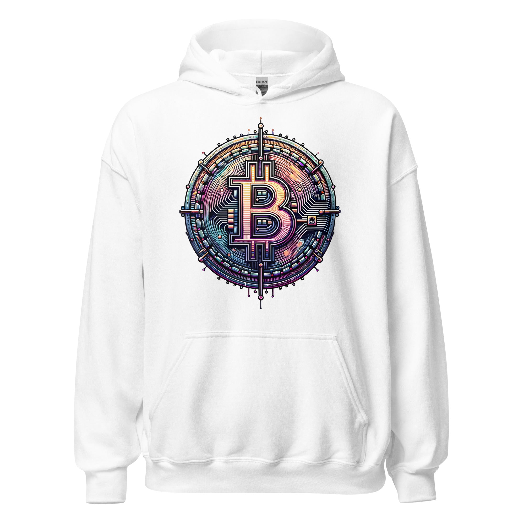 Futuristic Wired Bitcoin BTC Digital Crypto Pullover Hoodie Sweatshirt