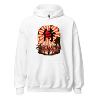 Samurai Warrior Honor the Sword design on unisex hoodie, front view