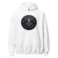 Illuminati All-Seeing Eye design on unisex hoodie, front view