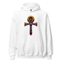Key of Life Ankh design on unisex hoodie, front view