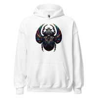 Mechanical Scarab Beetle design on unisex hoodie, front view