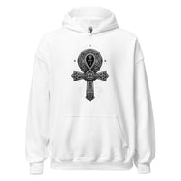 Ankh Egyptian Symbol design on unisex hoodie, front view
