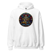 Eye of Ra Egyptian Symbol design on unisex hoodie, front view