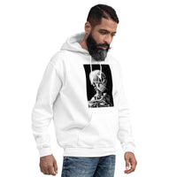 Skeleton Smoking Van Gogh design on unisex hoodie, right-front view