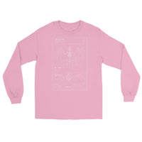 Bat Skeleton Blueprint design on unisex long sleeve shirt, front view