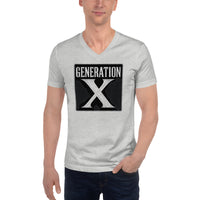 Generation X design on unisex V-neck shirt, front view