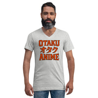 Otaku オタク Anime design on unisex V-neck shirt, front view