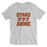 Otaku オタク Anime design on unisex V-neck shirt, front view