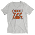 Otaku オタク Anime design on unisex V-neck shirt, front view