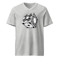 Lament Configuration design on unisex V-neck shirt, front view