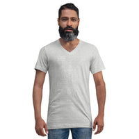 Bat Skeleton Blueprint design on unisex V-neck shirt, front view