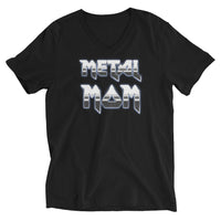 Metal Mom design on unisex V-neck shirt, front view