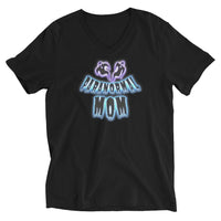 Paranormal Ghost Mom design on unisex V-neck shirt, front view