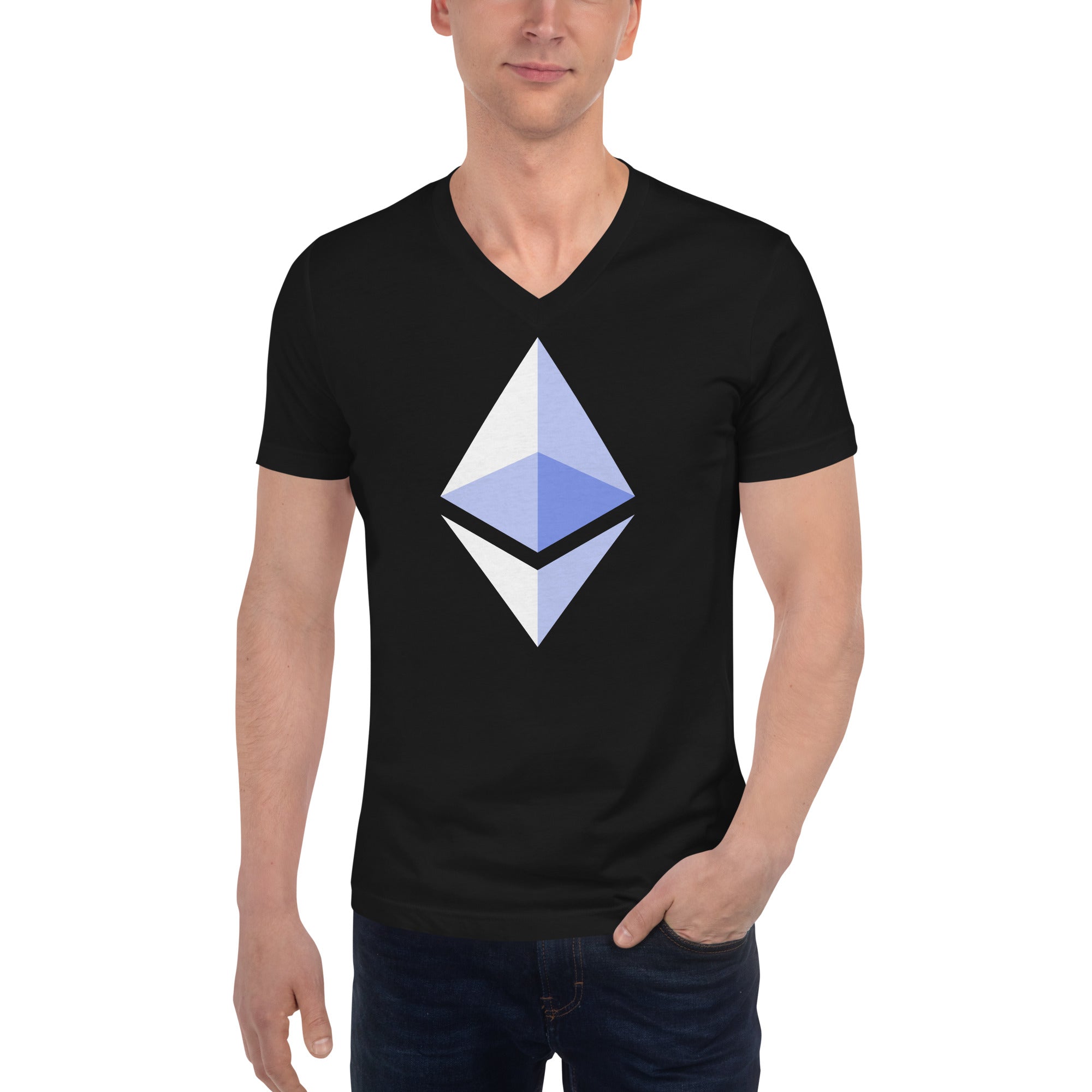 ETH Ethereum Cryptocurrency Symbol V-Neck T-Shirt