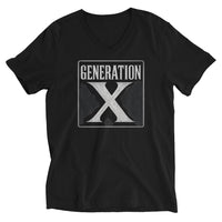 Generation X design on unisex V-neck shirt, front view