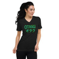 Otaku オタク design on unisex V-neck shirt, front view