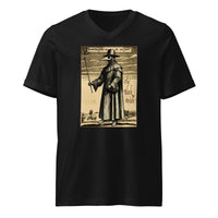 Plague Doctor 1334 design on unisex V-neck shirt, front view