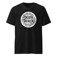 Death Dealer design on unisex V-neck shirt, front view