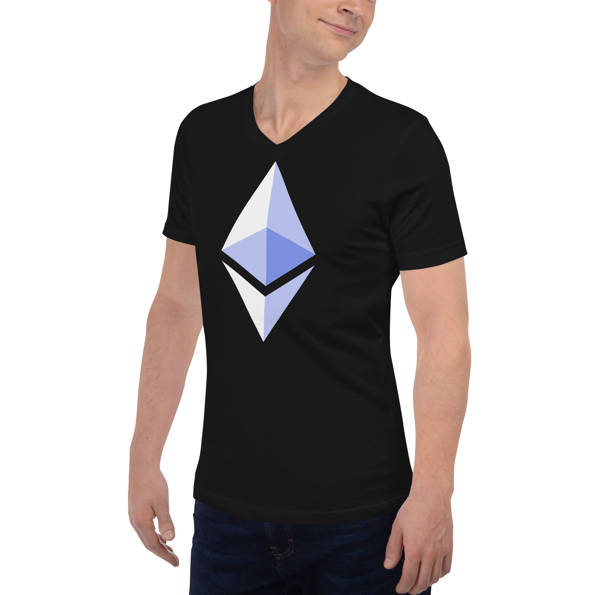 ETH Ethereum Cryptocurrency Symbol V-Neck T-Shirt