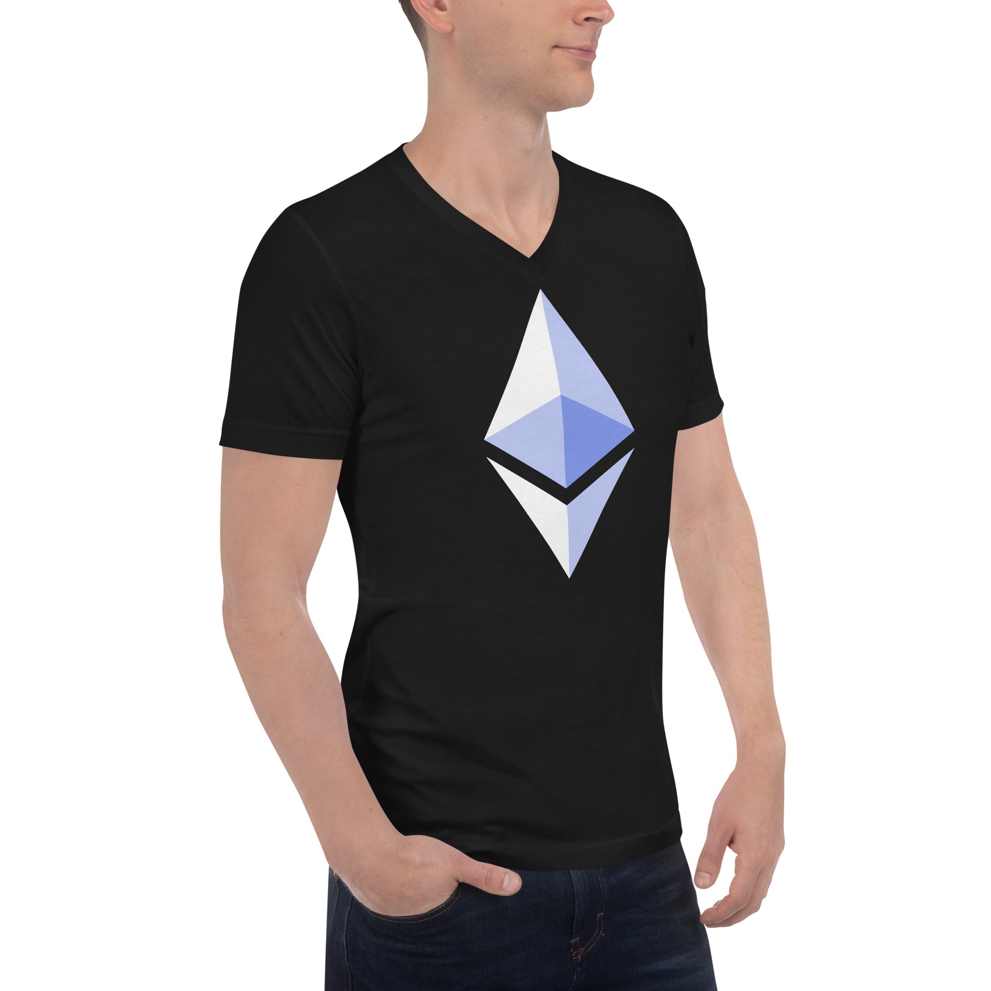 ETH Ethereum Cryptocurrency Symbol V-Neck T-Shirt