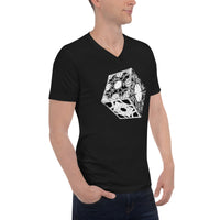 Lament Configuration design on unisex V-neck shirt, right-front view