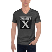 Generation X design on unisex V-neck shirt, front view