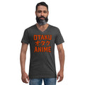 Otaku オタク Anime design on unisex V-neck shirt, front view