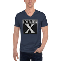 Generation X design on unisex V-neck shirt, front view