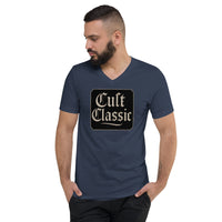 Cult Classic design on unisex V-neck shirt, front view
