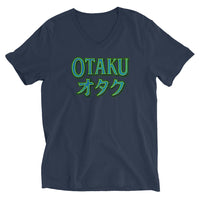 Otaku オタク design on unisex V-neck shirt, front view