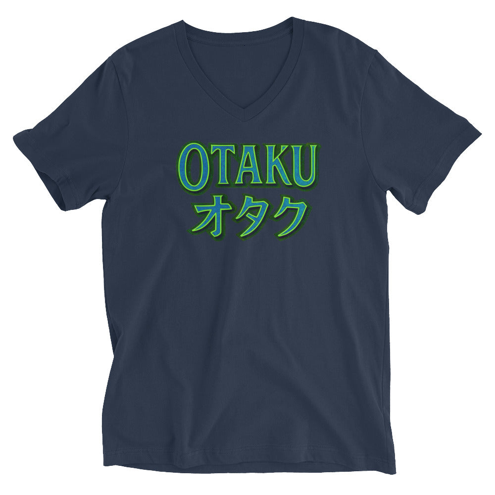 Otaku オタク design on unisex V-neck shirt, front view