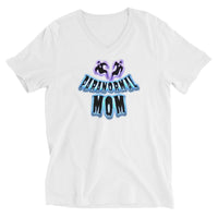 Paranormal Ghost Mom design on unisex V-neck shirt, front view