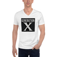 Generation X design on unisex V-neck shirt, front view
