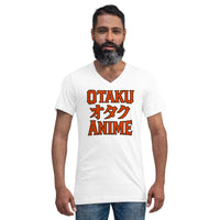 Otaku オタク Anime design on unisex V-neck shirt, front view