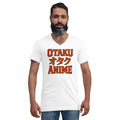 Otaku オタク Anime design on unisex V-neck shirt, front view