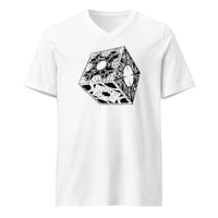 Lament Configuration design on unisex V-neck shirt, front view