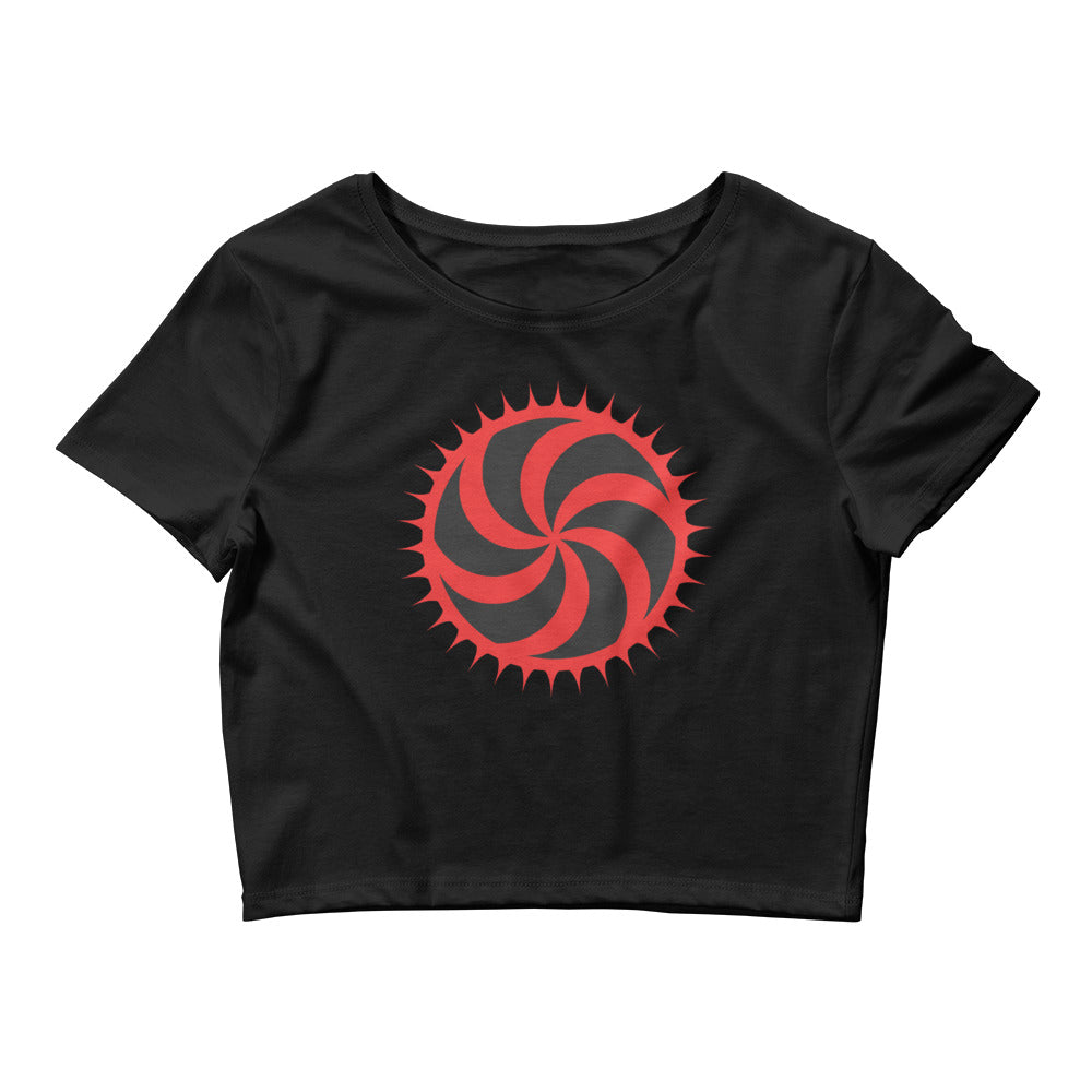 Red Deadly Swirl Spike Alchemy Symbol Women’s Crop Tee