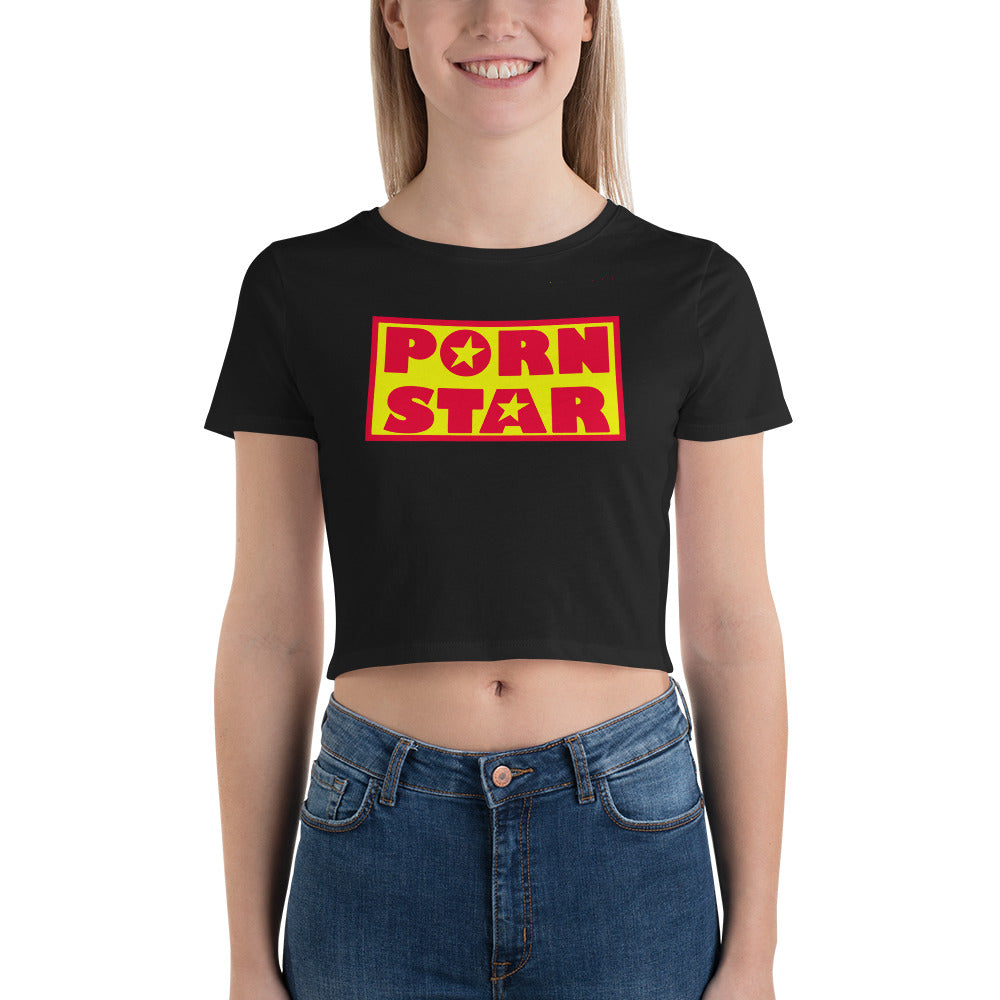 Yellow and Red Porn Star Logo Women’s Crop Tee