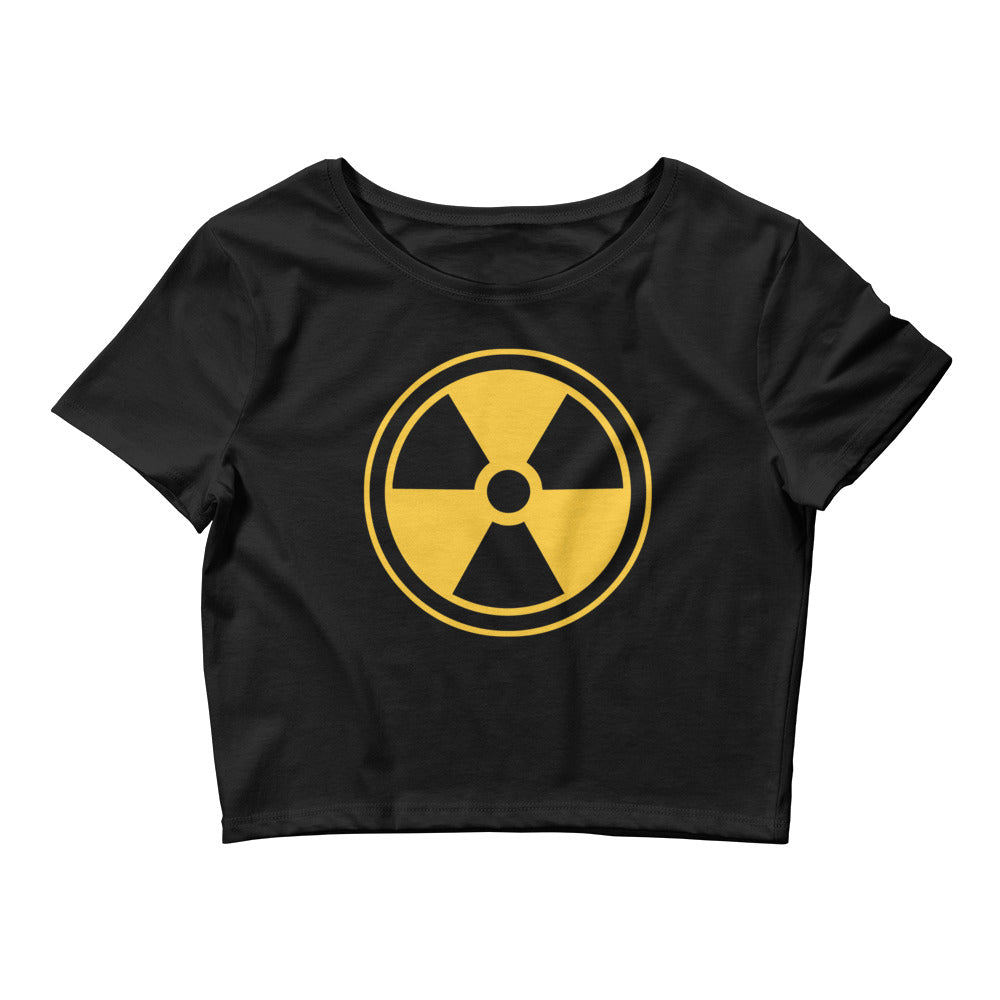 Yellow Radioactive Radiation Warning Sign Women’s Crop Tee