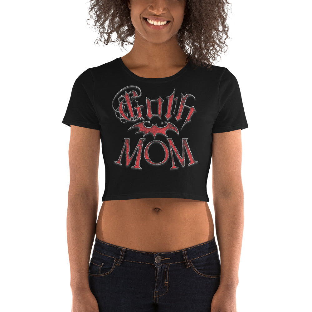 Red Goth Mom with Bat Mother's Day Women’s Crop Tee
