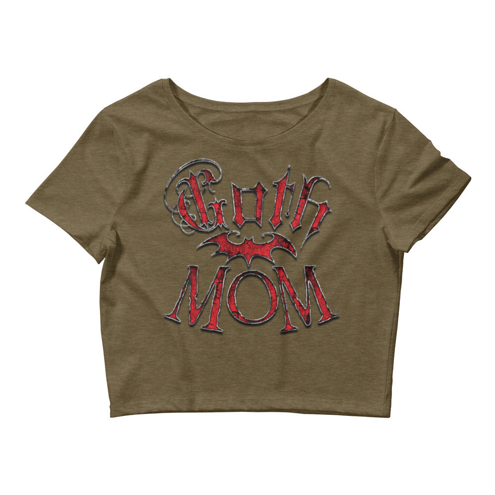 Red Goth Mom with Bat Mother's Day Women’s Crop Tee