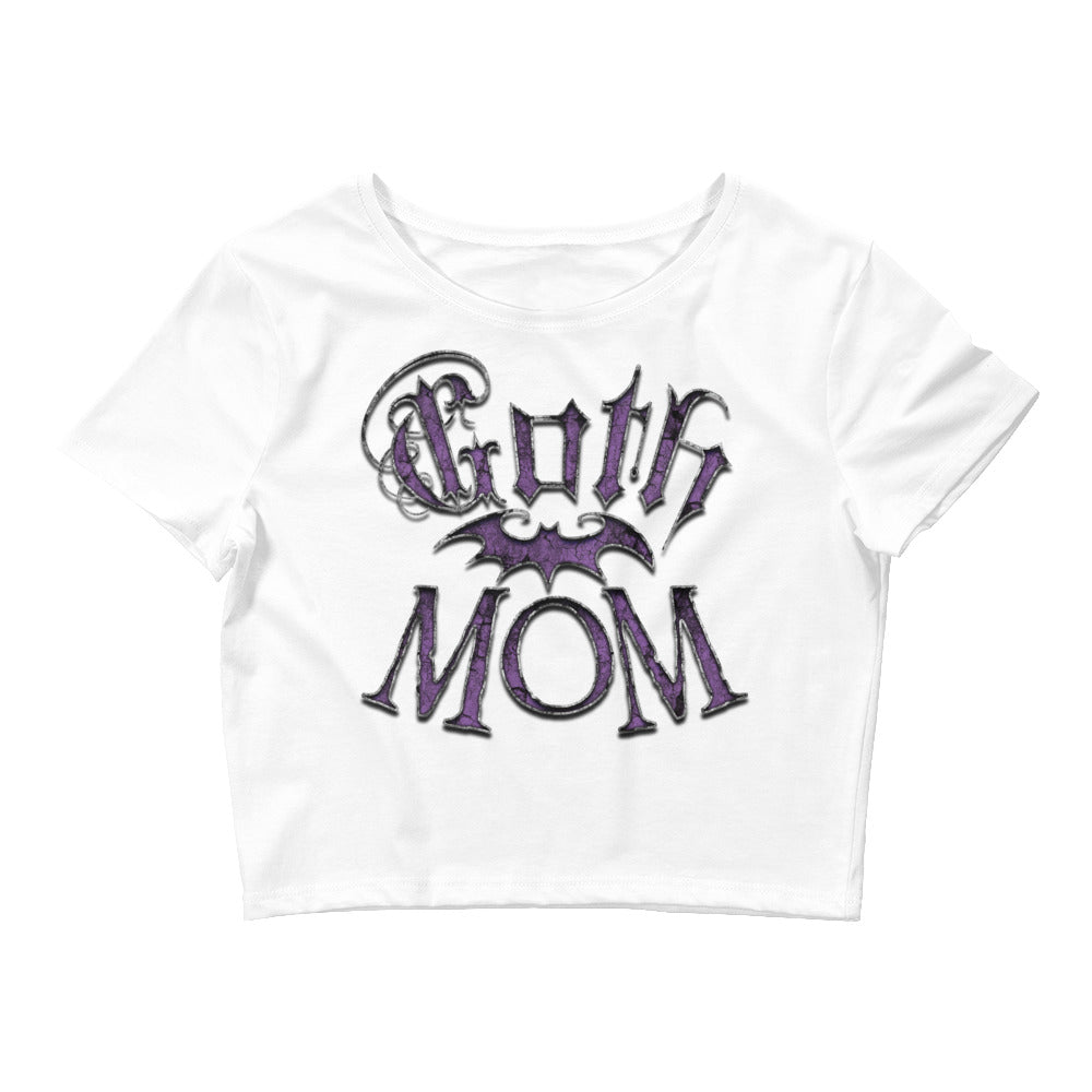 Purple Goth Mom with Bat Mother's Day Women’s Crop Tee