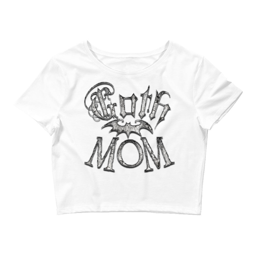 White Goth Mom with Bat Mother's Day Women’s Crop Tee