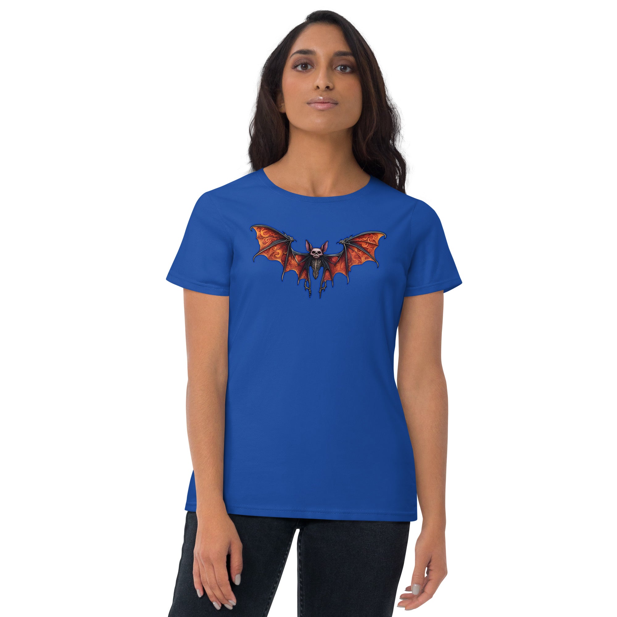 Vampire Bat Skeleton w/ Whimsical Goth Wings Women's Short Sleeve Babydoll T-shirt