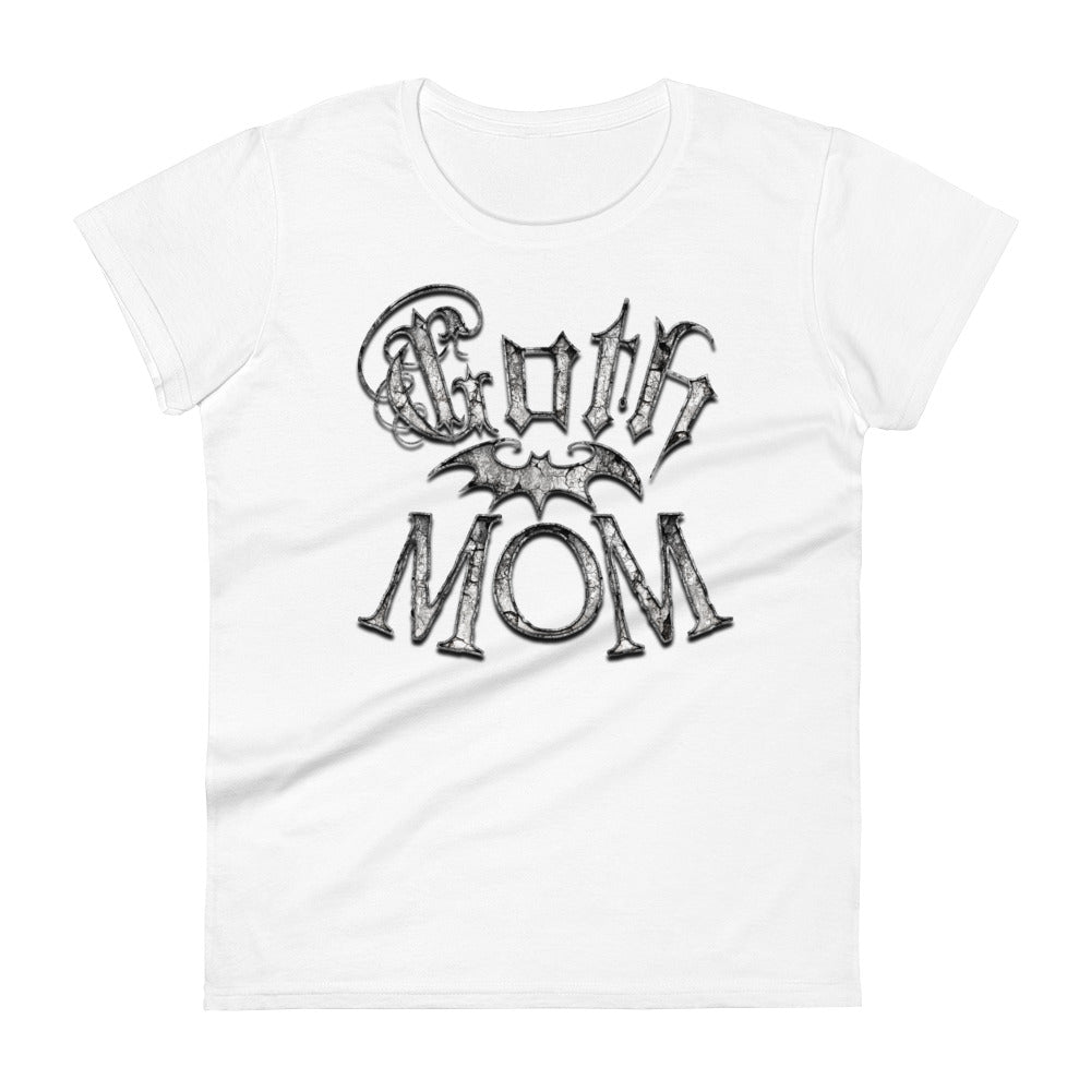 White Goth Mom with Bat Mother's Day Women's Short Sleeve Babydoll T-shirt
