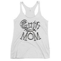 Goth Mom Bat graphic on women's racerback tank, front view