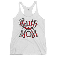 Goth Mom Bat graphic on women's racerback tank, front view