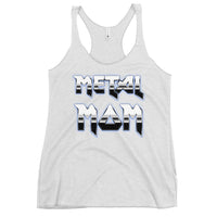 Metal Mom graphic on women's racerback tank, front view
