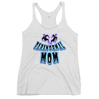 Paranormal Ghost Mom graphic on women's racerback tank, front view